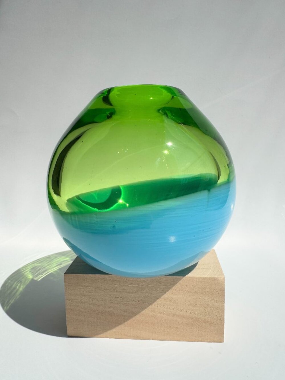 Ball Glass Bud Vase Blue & Green - Picture 11 of 17